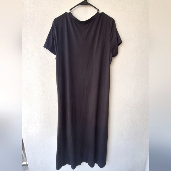 Cuddl Duds Black Double front opening Short Sleeve Womens Midi Dress Size L - Picture 3 of 5